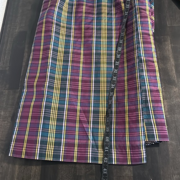 ICE Plaid Silk Collared True Wrap Dress Size 6 - Picture 6 of 6